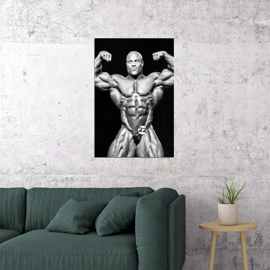 Phil Heath Front Double Biceps Olympia Pose Black And White Bodybuilder Poster Bodybuilding Workout HD Photo Print Motivational Gym Decor Athletes Icon Wall Art - xonomax