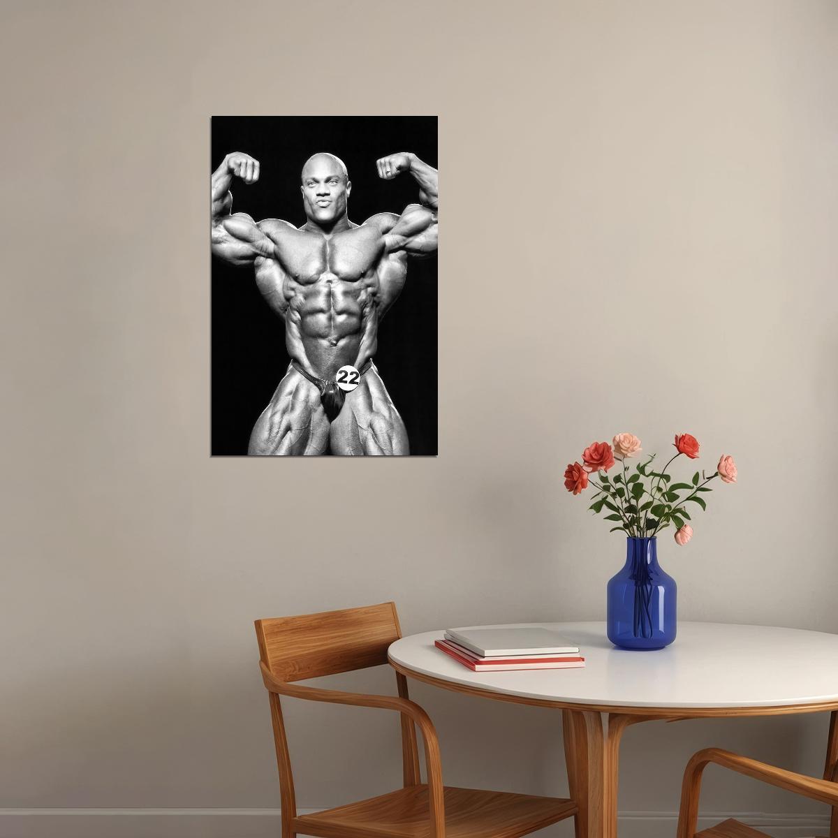 Phil Heath Front Double Biceps Olympia Pose Black And White Bodybuilder Poster Bodybuilding Workout HD Photo Print Motivational Gym Decor Athletes Icon Wall Art - xonomax