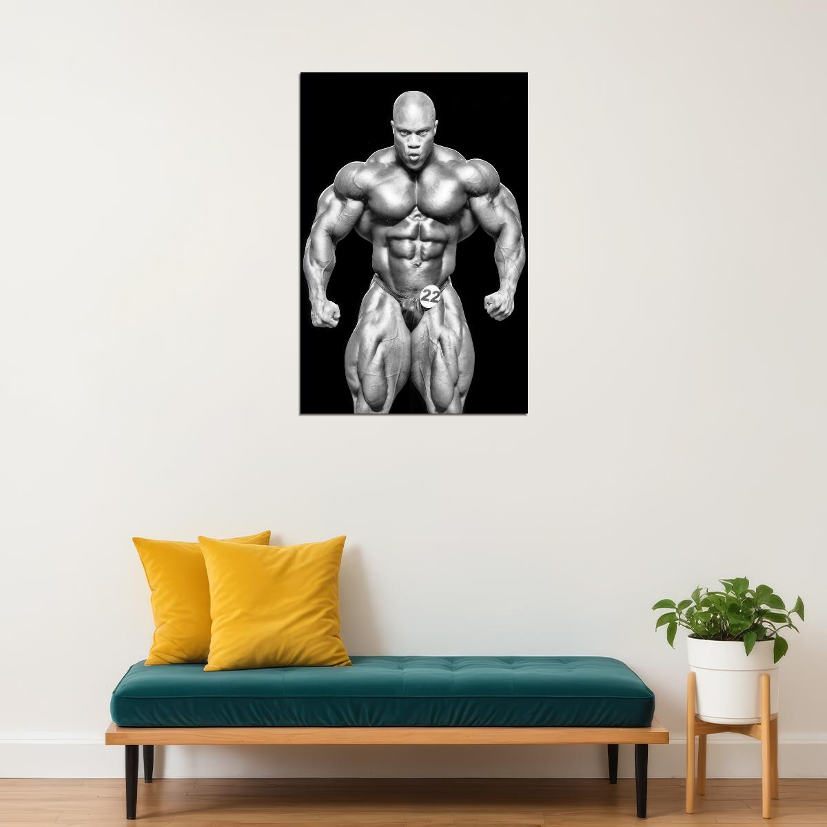 Phil Heath Most Muscular Pose Black And White Bodybuilder Poster Bodybuilding Workout HD Photo Print Motivational Gym Decor Athletes Icon Wall Art Weightlifting Artwork - xonomax