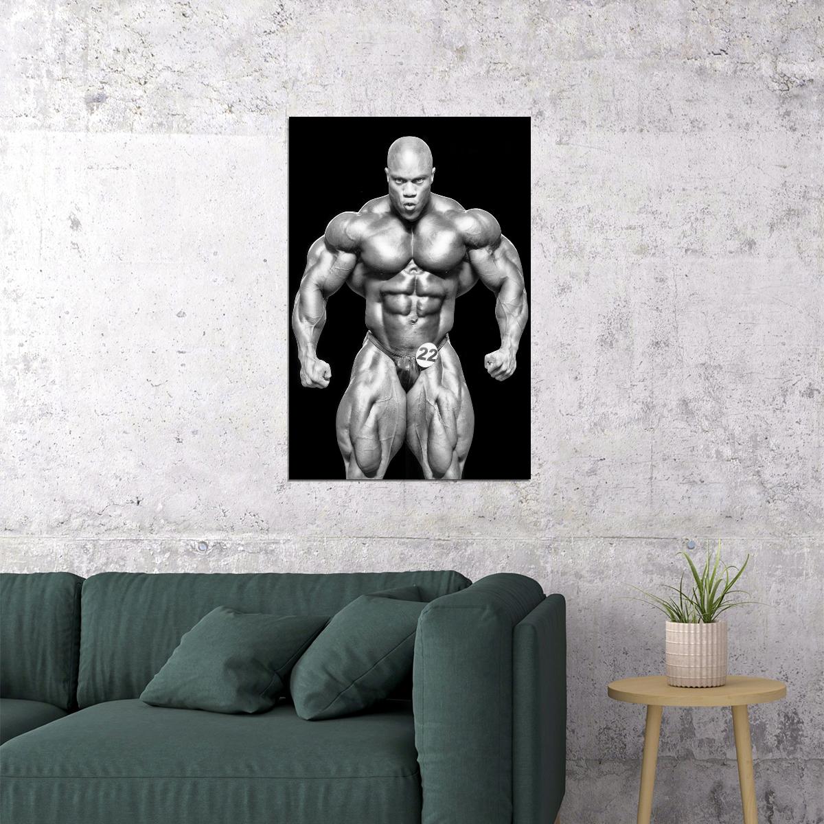 Phil Heath Most Muscular Pose Black And White Bodybuilder Poster Bodybuilding Workout HD Photo Print Motivational Gym Decor Athletes Icon Wall Art Weightlifting Artwork - xonomax