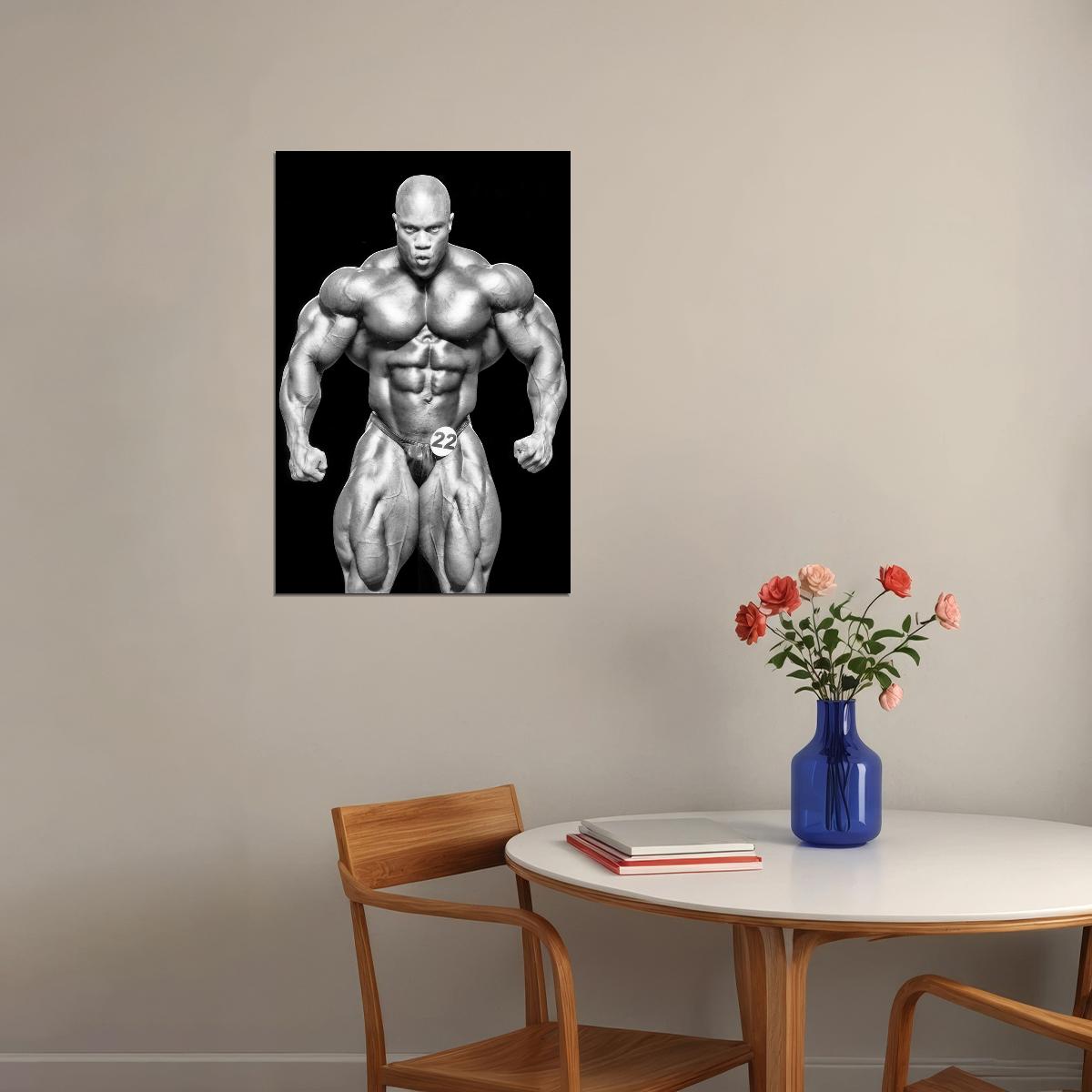 Phil Heath Most Muscular Pose Black And White Bodybuilder Poster Bodybuilding Workout HD Photo Print Motivational Gym Decor Athletes Icon Wall Art Weightlifting Artwork - xonomax