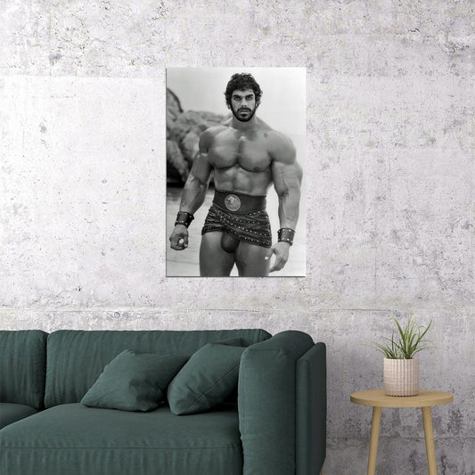 Lou Ferrigno Black And White Famous Oldschool Bodybuilder Poster Bodybuilding Workout HD Photo Print Inspirational Gym Decor Athletes Icon Wall Art Weightlifting Artwork - xonomax