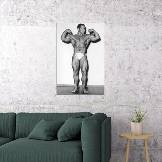 Bill Pearl Front Double Biceps Pose Black And White Famous Oldschool Bodybuilder Poster Bodybuilding Workout HD Photo Print Inspirational Gym Decor Athletes Icon Wall Art - xonomax