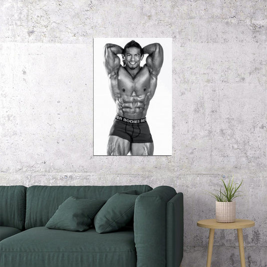 Stan McQuay Black And White Famous Bodybuilder Poster Abdominals and Thighs Pose Bodybuilding Workout HD Photo Print Motivational Gym Decor Athletes Icon Wall Art - xonomax