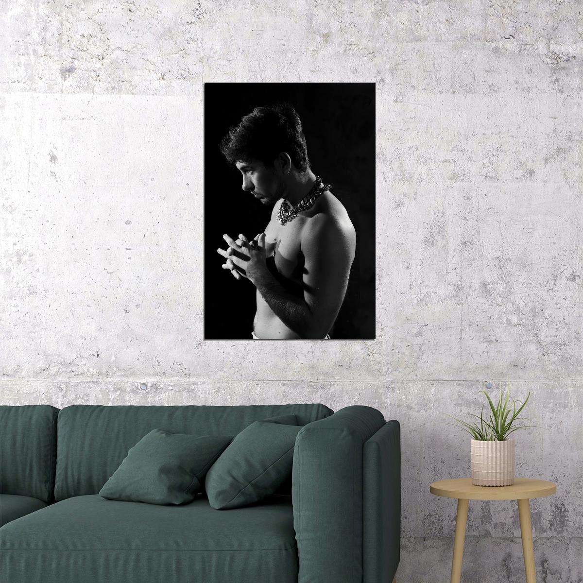 Barry Keoghan Poster Shirtless Celebrity Photo Print Hollywood Handsome Man Wall Art Black and White Male Aesthetic Decor for Bedroom Office