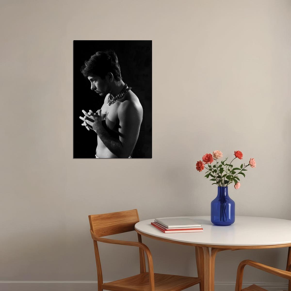 Barry Keoghan Poster Shirtless Celebrity Photo Print Hollywood Handsome Man Wall Art Black and White Male Aesthetic Decor for Bedroom Office