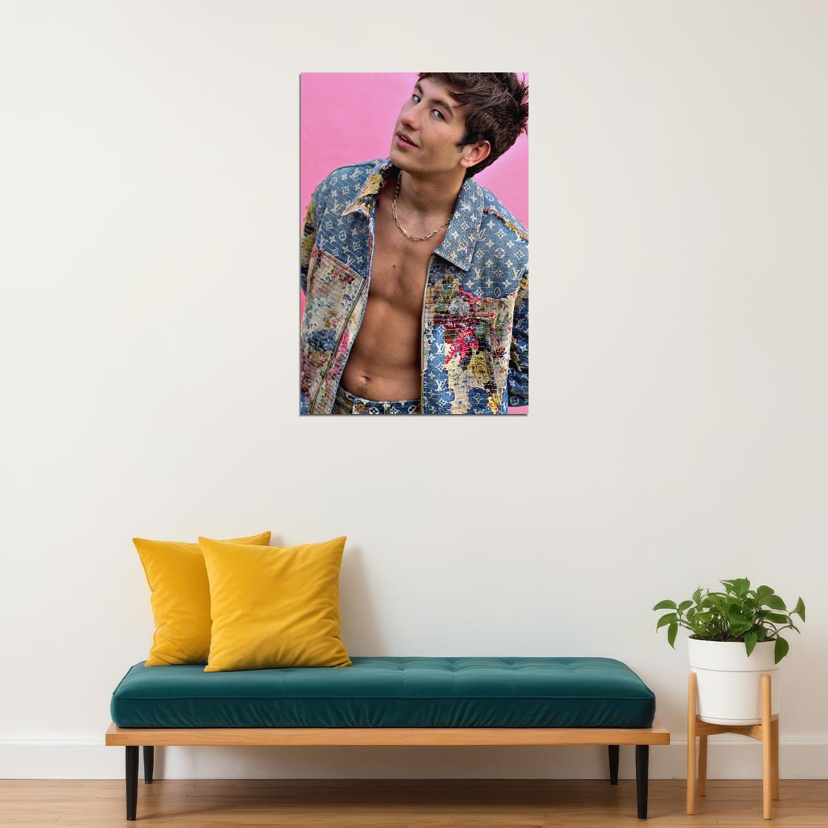 Barry Keoghan Fashion Photo Print Hollywood Celebrity Poster Shirtless Handsome Man Wall Art Stylish Male Model Aesthetic Decor for Bedroom