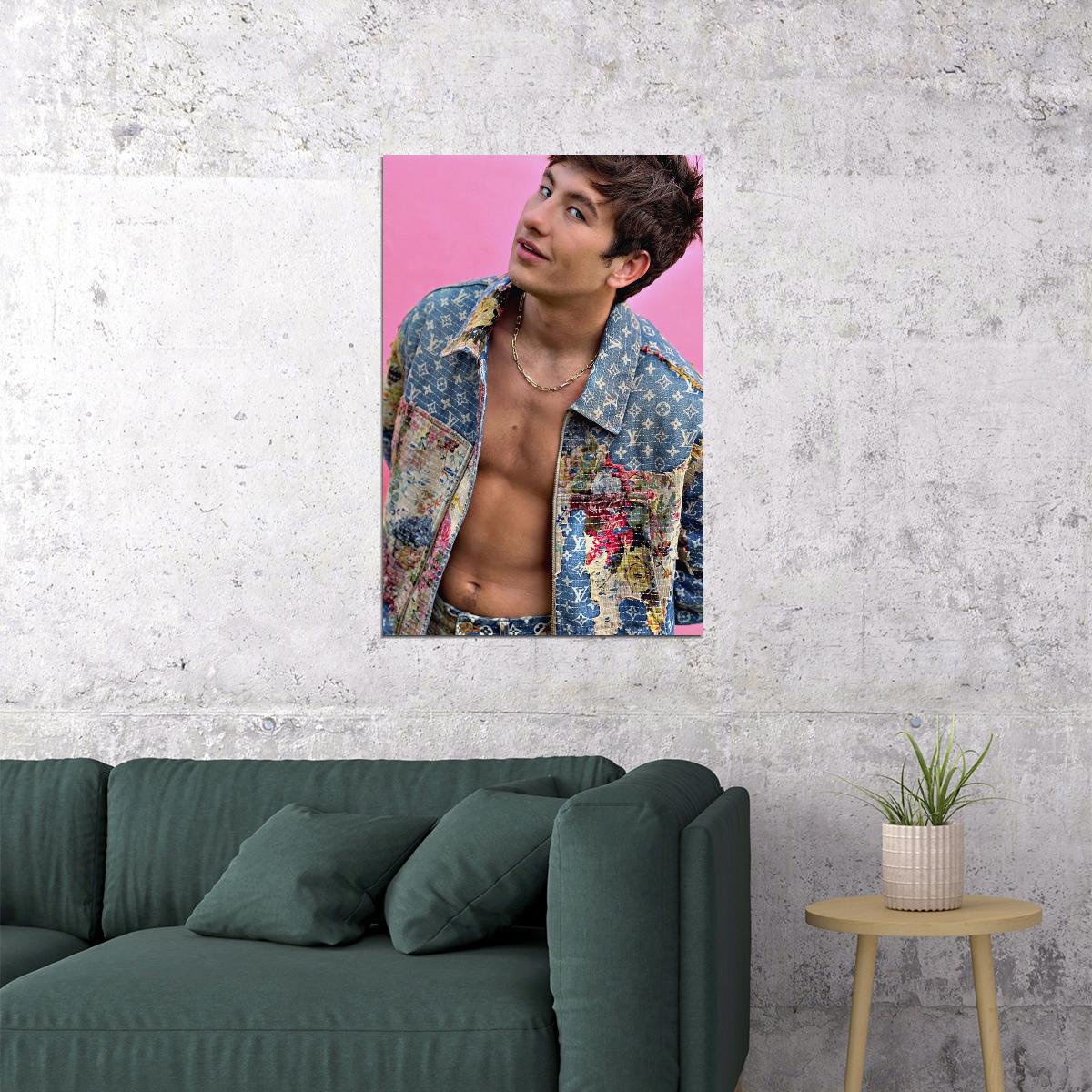 Barry Keoghan Fashion Photo Print Hollywood Celebrity Poster Shirtless Handsome Man Wall Art Stylish Male Model Aesthetic Decor for Bedroom