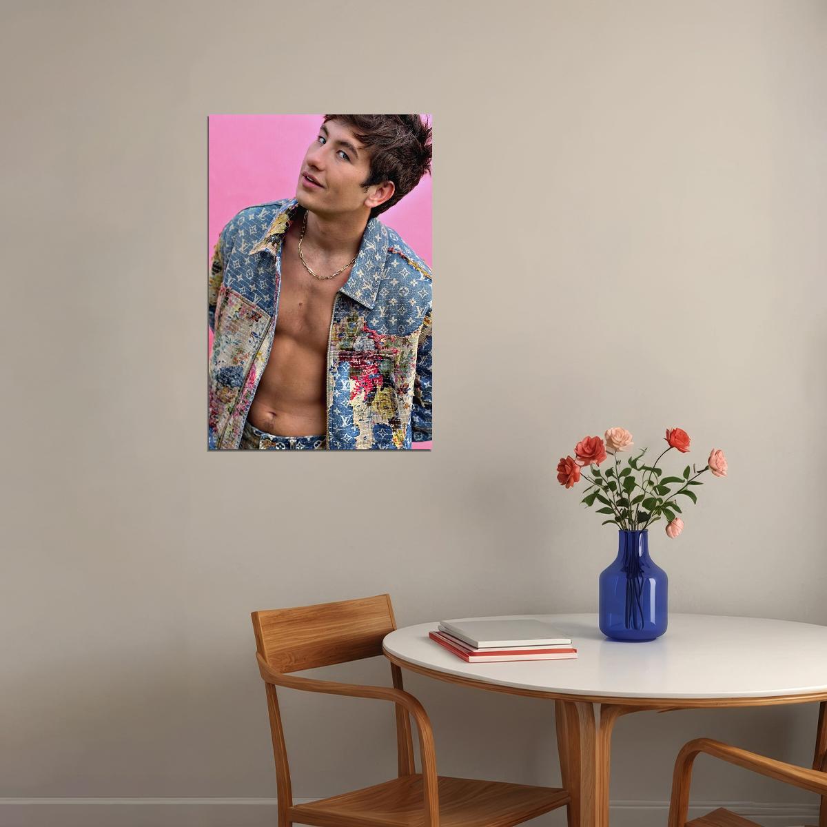 Barry Keoghan Fashion Photo Print Hollywood Celebrity Poster Shirtless Handsome Man Wall Art Stylish Male Model Aesthetic Decor for Bedroom