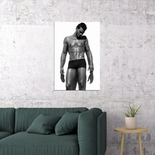 Jamie Dornan Black and White Photo Print Hollywood Celebrity Poster Shirtless Handsome Man Wall Art Stylish Male Aesthetic Decor for Bedroom - xonomax