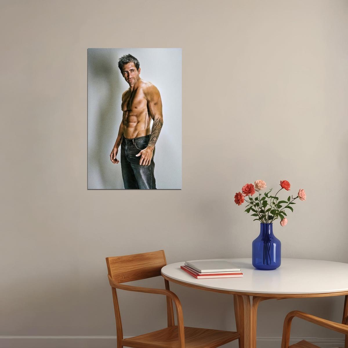 Jake Gyllenhaal Sexy Photo Print Hollywood Celebrity Poster Shirtless Handsome Man Wall Art Hot Muscular Male Model Aesthetic Decor for Bedroom Living Room