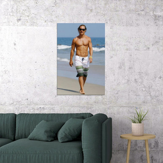 Matthew McConaughey Sexy Shirtless Photo Print Hollywood Celebrity Poster Handsome Man Wall Art Hot Beach Male Aesthetic Decor for Bedroom Living Room - xonomax