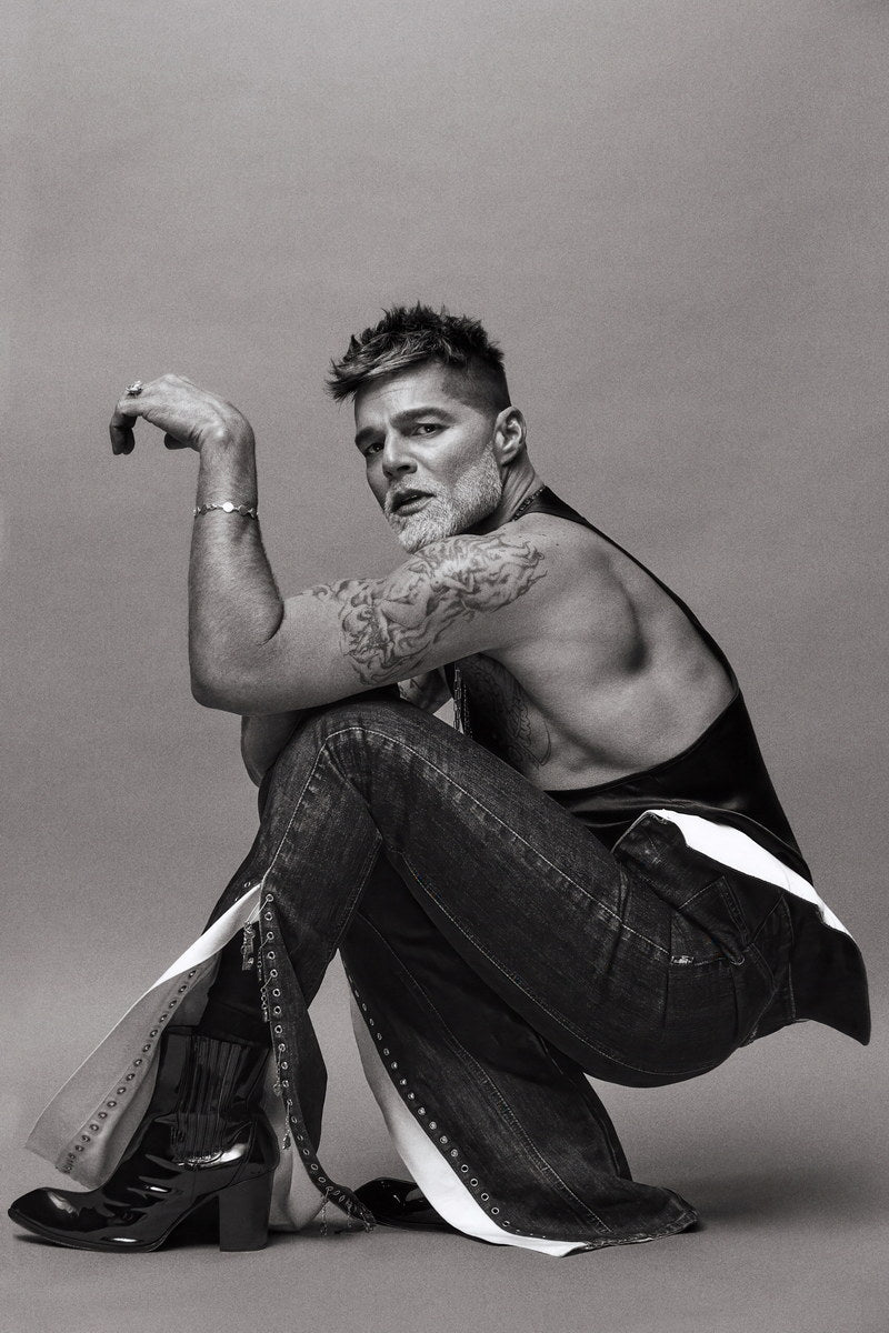 Ricky Martin Black and White Photo Print Hollywood Celebrity Poster Shirtless Handsome Man Wall Art Stylish Male Aesthetic Decor for Bedroom Living Room