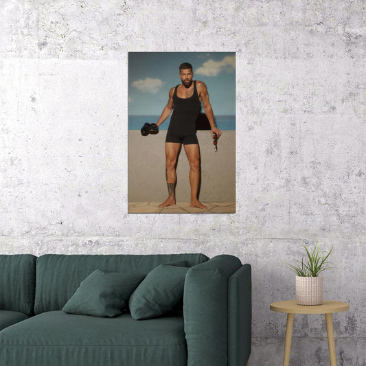Ricky Martin Sexy Photo Print Hollywood Celebrity Poster Handsome Man Wall Art Hot Athletic Male Aesthetic Decor for Bedroom Living Space - xonomax