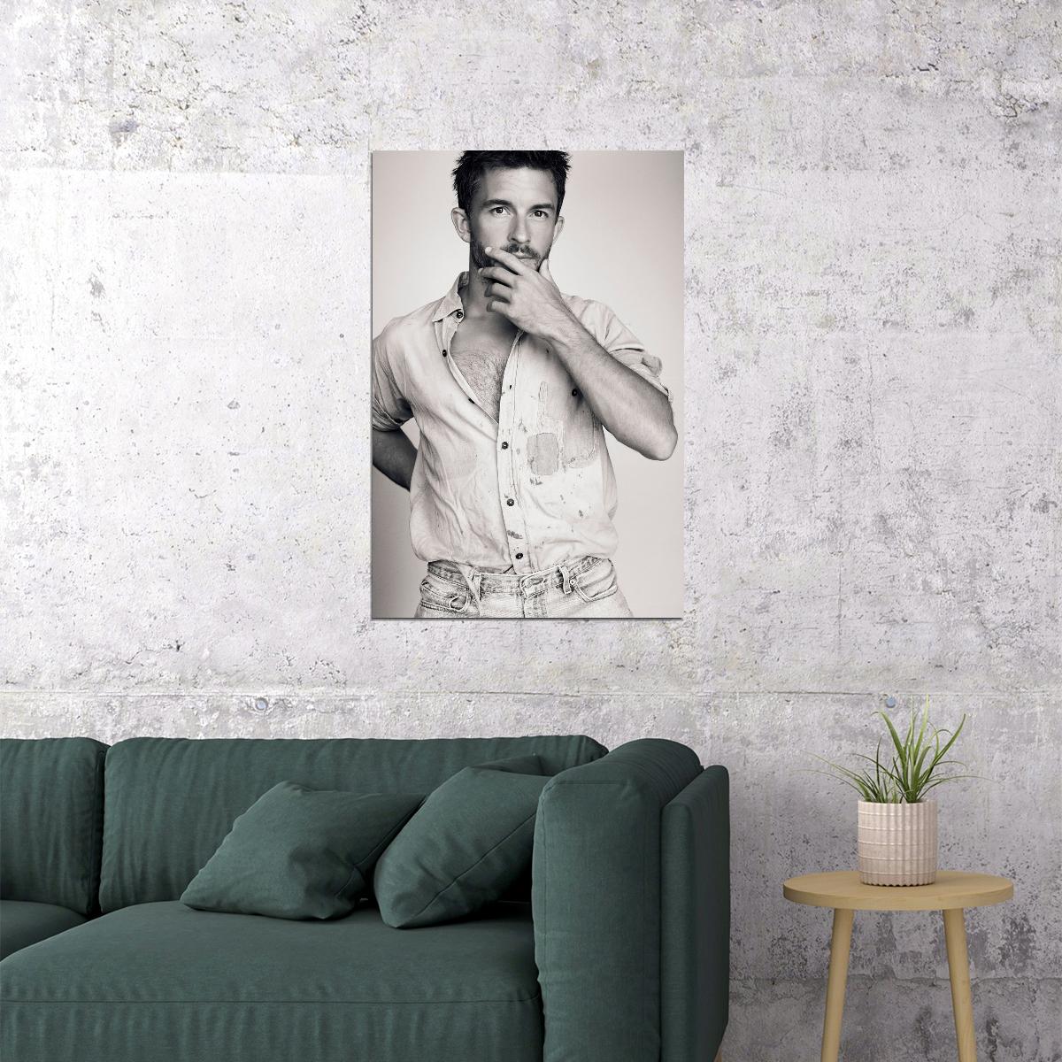 Jonathan Bailey Black and White Photo Print Hollywood Celebrity Poster Handsome Man Wall Art Hot Male Model Aesthetic Decor for Bedroom Office