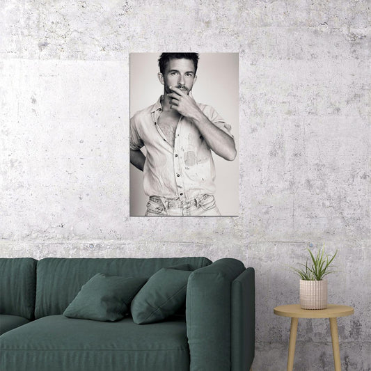 Jonathan Bailey Black and White Photo Print Hollywood Celebrity Poster Handsome Man Wall Art Hot Male Model Aesthetic Decor for Bedroom Office - xonomax