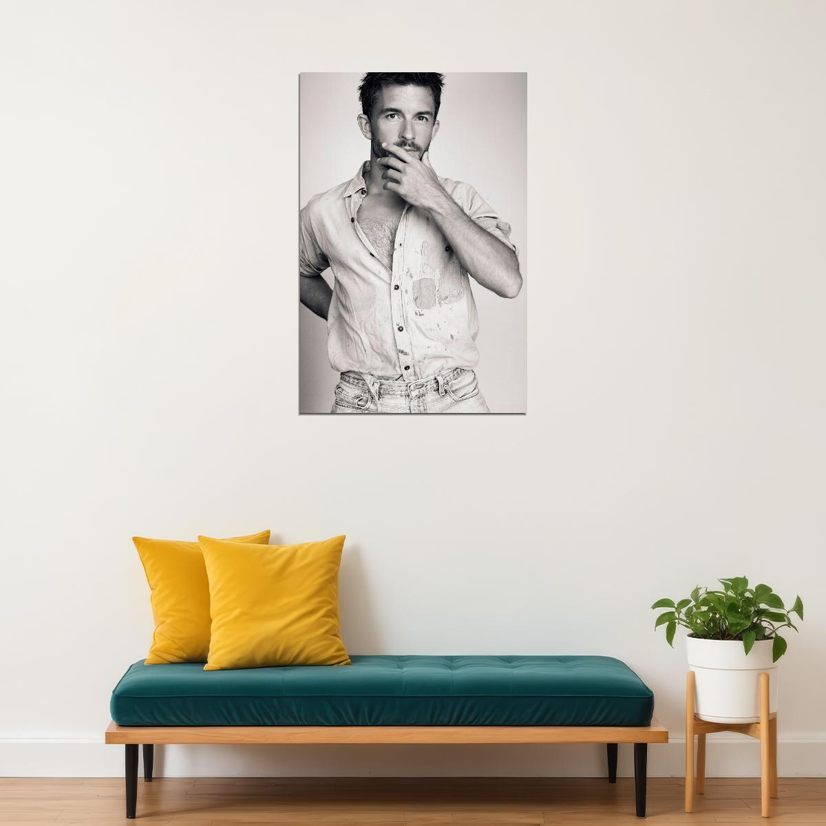 Jonathan Bailey Black and White Photo Print Hollywood Celebrity Poster Handsome Man Wall Art Hot Male Model Aesthetic Decor for Bedroom Office
