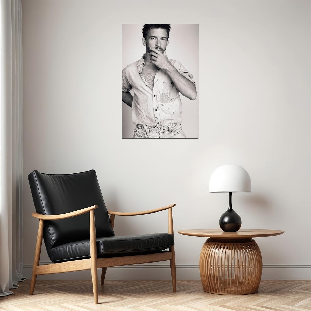 Jonathan Bailey Black and White Photo Print Hollywood Celebrity Poster Handsome Man Wall Art Hot Male Model Aesthetic Decor for Bedroom Office