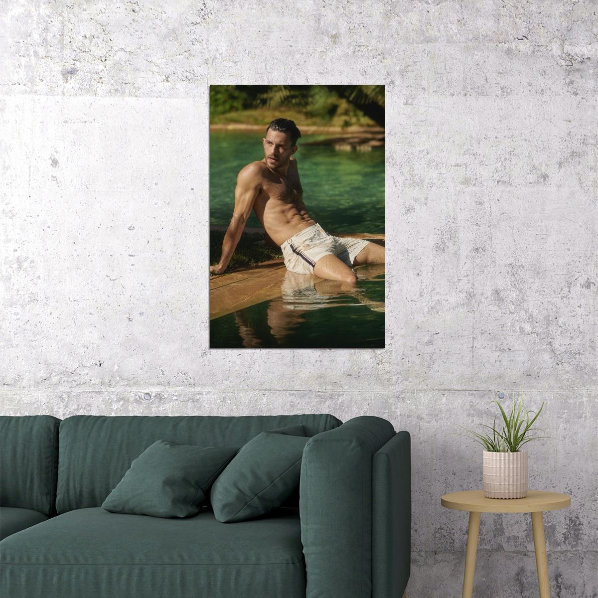Jonathan Bailey Outdoor Photo Print Hollywood Celebrity Poster Shirtless Handsome Man Wall Art Hot Male Aesthetic Decor for Bedroom Living Space