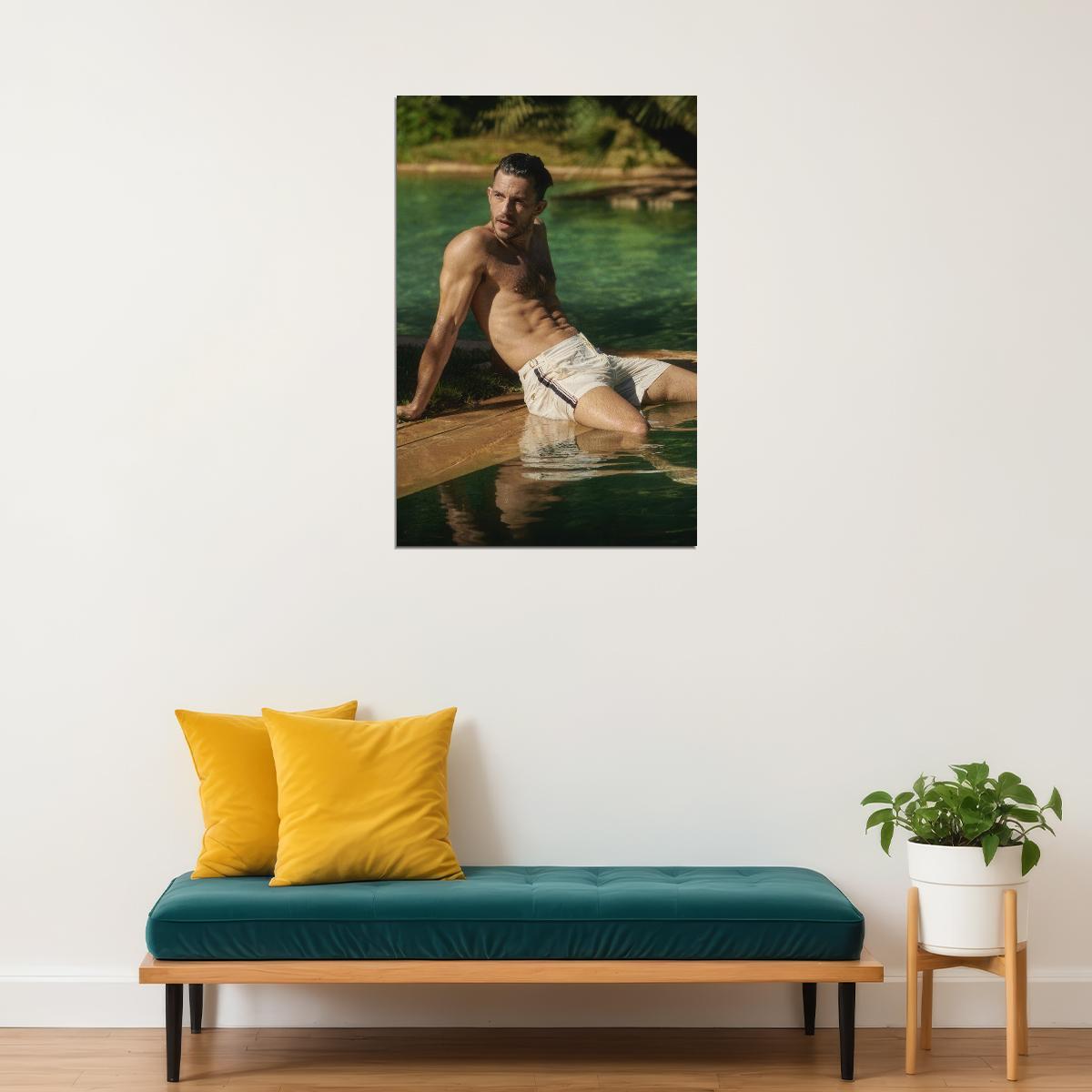 Jonathan Bailey Outdoor Photo Print Hollywood Celebrity Poster Shirtless Handsome Man Wall Art Hot Male Aesthetic Decor for Bedroom Living Space