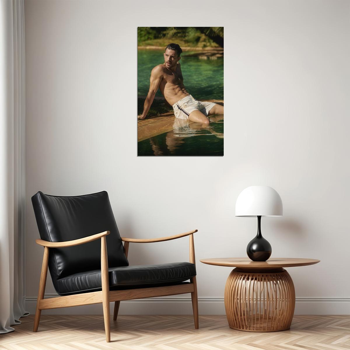 Jonathan Bailey Outdoor Photo Print Hollywood Celebrity Poster Shirtless Handsome Man Wall Art Hot Male Aesthetic Decor for Bedroom Living Space
