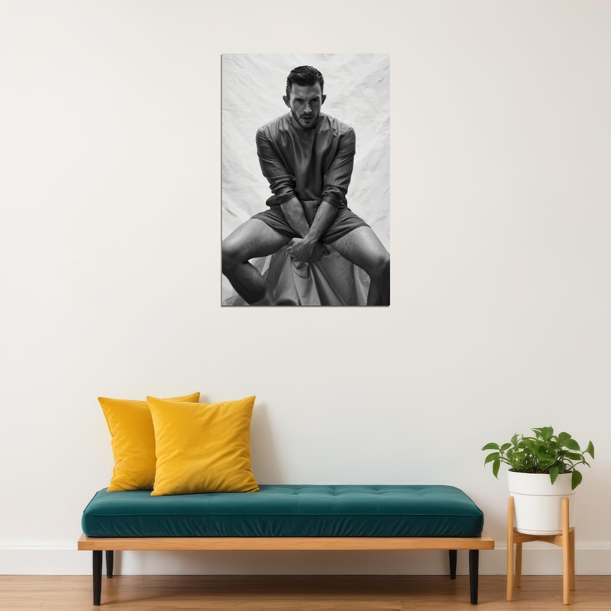 Jonathan Bailey Black and White Photo Print Hollywood Celebrity Poster Handsome Man Wall Art Hot Male Aesthetic Decor for Bedroom Office
