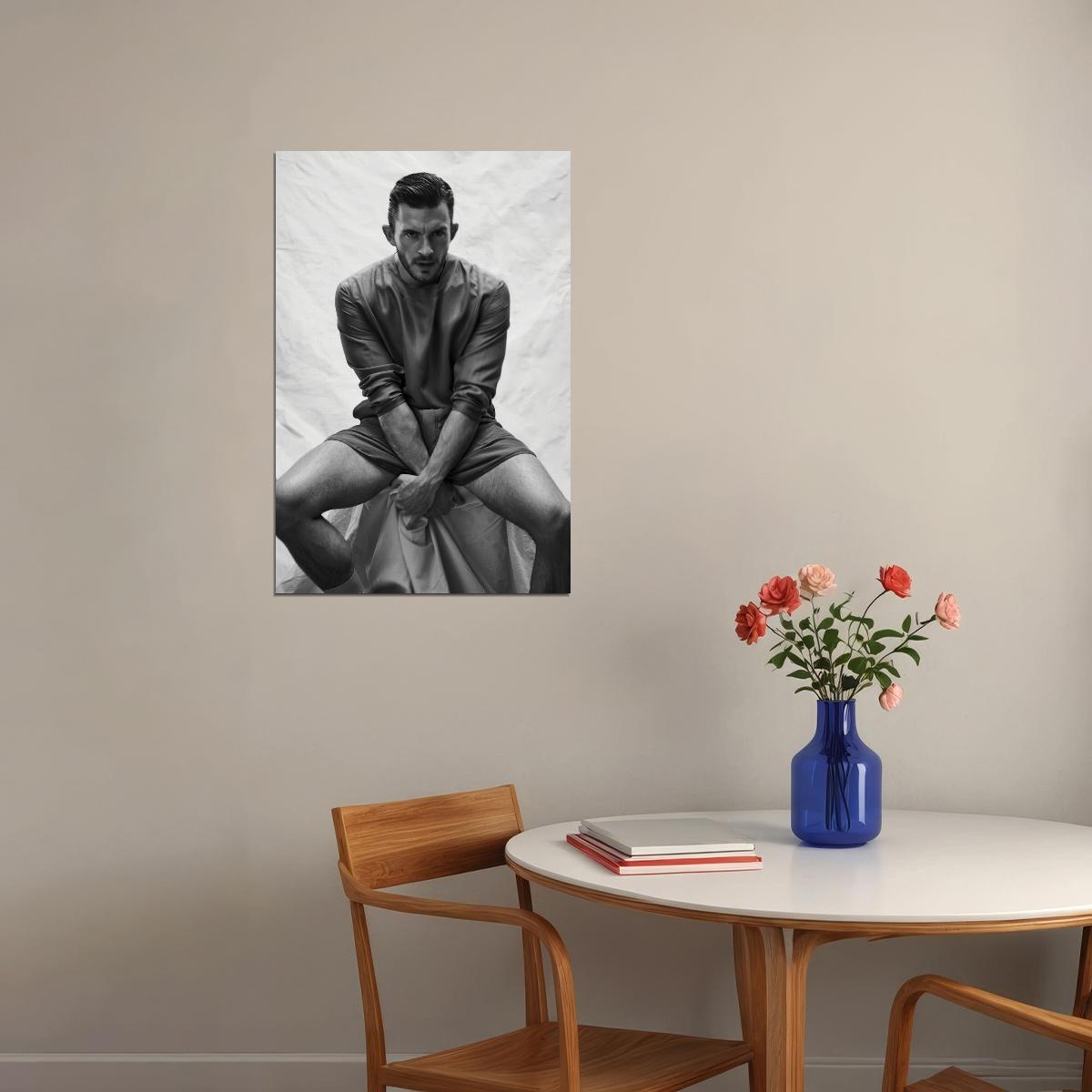 Jonathan Bailey Black and White Photo Print Hollywood Celebrity Poster Handsome Man Wall Art Hot Male Aesthetic Decor for Bedroom Office