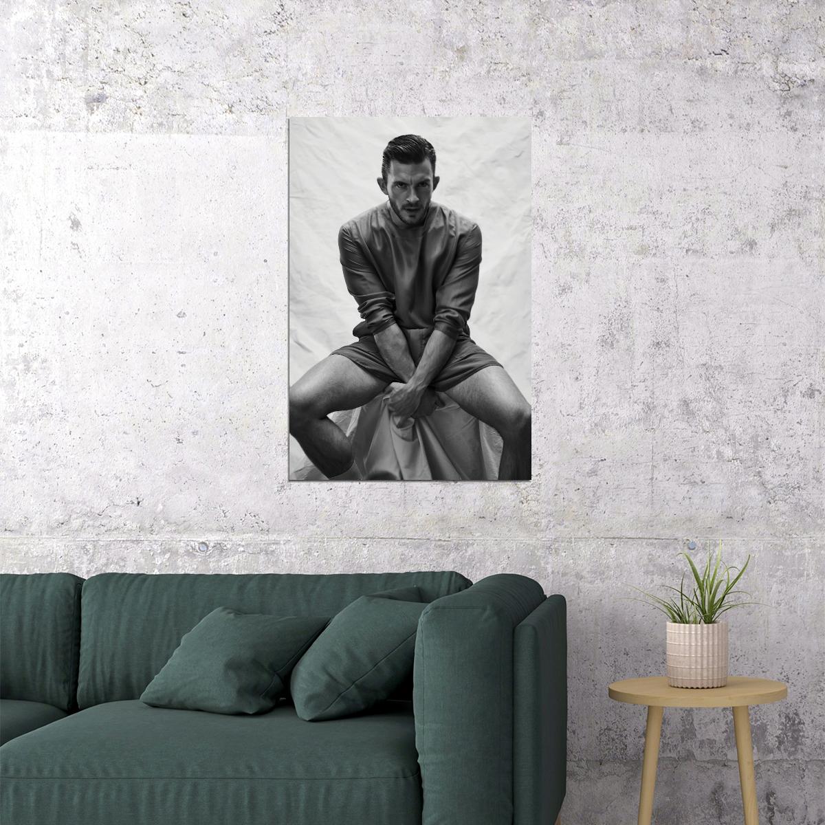 Jonathan Bailey Black and White Photo Print Hollywood Celebrity Poster Handsome Man Wall Art Hot Male Aesthetic Decor for Bedroom Office