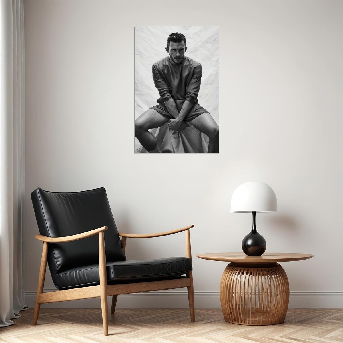 Jonathan Bailey Black and White Photo Print Hollywood Celebrity Poster Handsome Man Wall Art Hot Male Aesthetic Decor for Bedroom Office