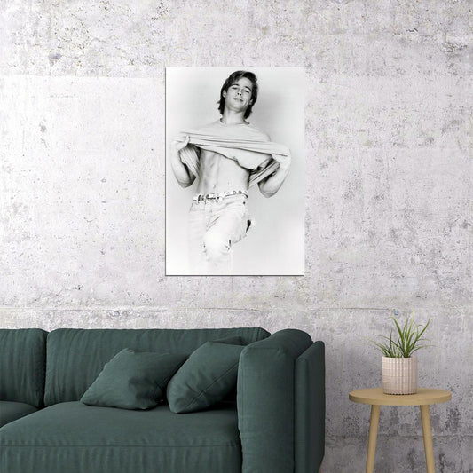 Brad Pitt Black and White Photo Print Hollywood Celebrity Poster Shirtless Handsome Man Wall Art Hot Male Model Aesthetic Decor for Bedroom Living Room - xonomax