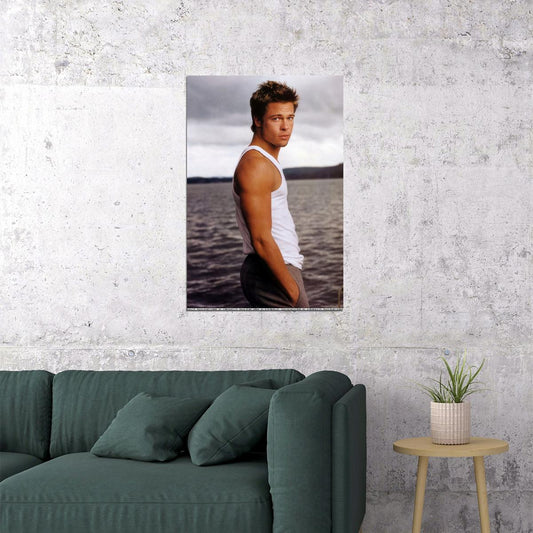 Brad Pitt Stylish Photo Print Hollywood Celebrity Poster Handsome Man Wall Art Hot Male Model Aesthetic Decor for Bedroom Living Space - xonomax