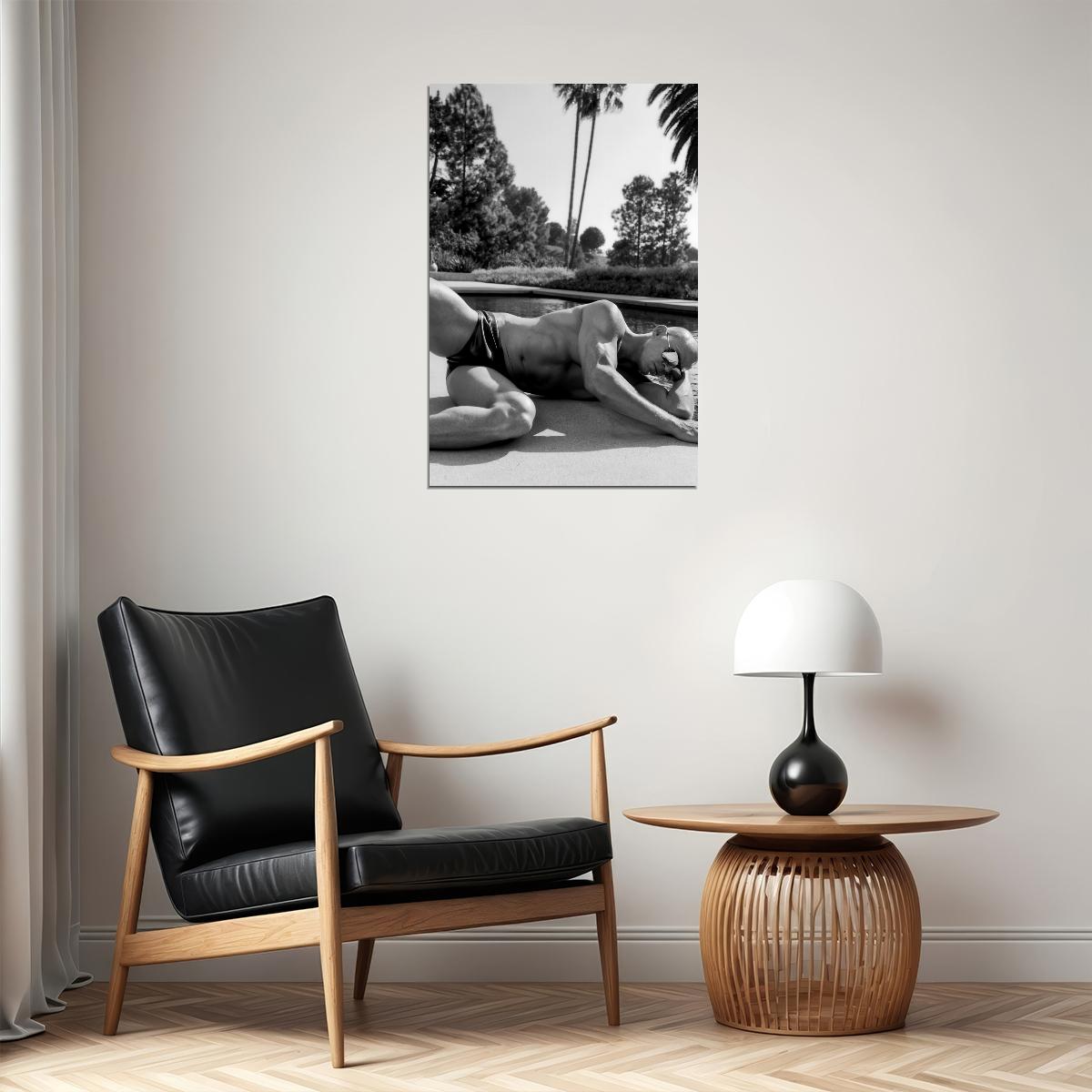 Channing Tatum Black and White Photo Print Hollywood Celebrity Poster Shirtless Handsome Man Wall Art Hot Male Aesthetic Decor for Bedroom Living Room - xonomax
