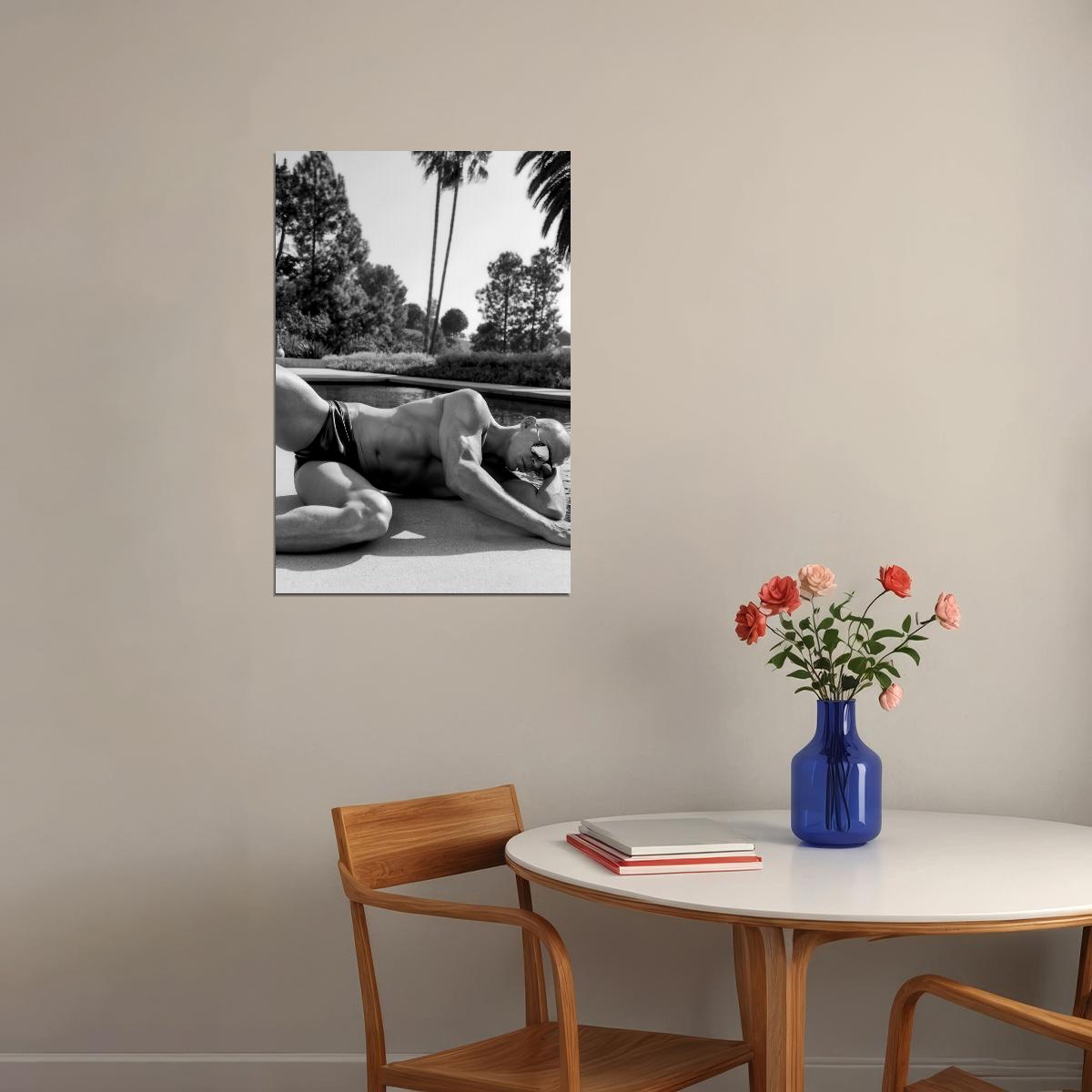 Channing Tatum Black and White Photo Print Hollywood Celebrity Poster Shirtless Handsome Man Wall Art Hot Male Aesthetic Decor for Bedroom Living Room - xonomax