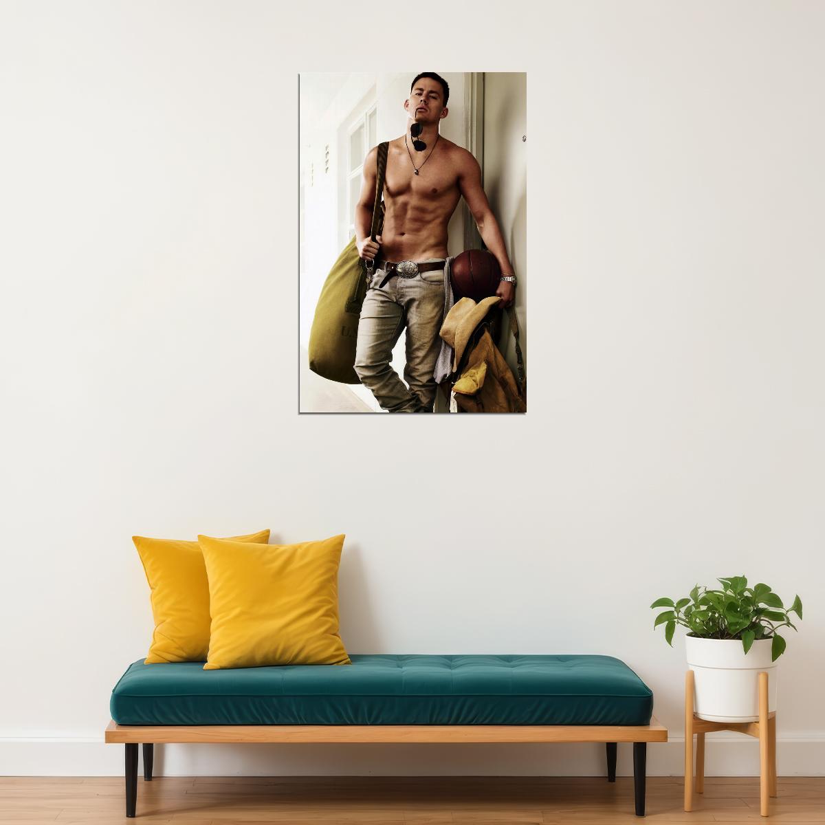 Channing Tatum Athletic Photo Print Hollywood Celebrity Poster Shirtless Handsome Man Wall Art Hot Male Model Aesthetic Decor for Bedroom Living Space - xonomax
