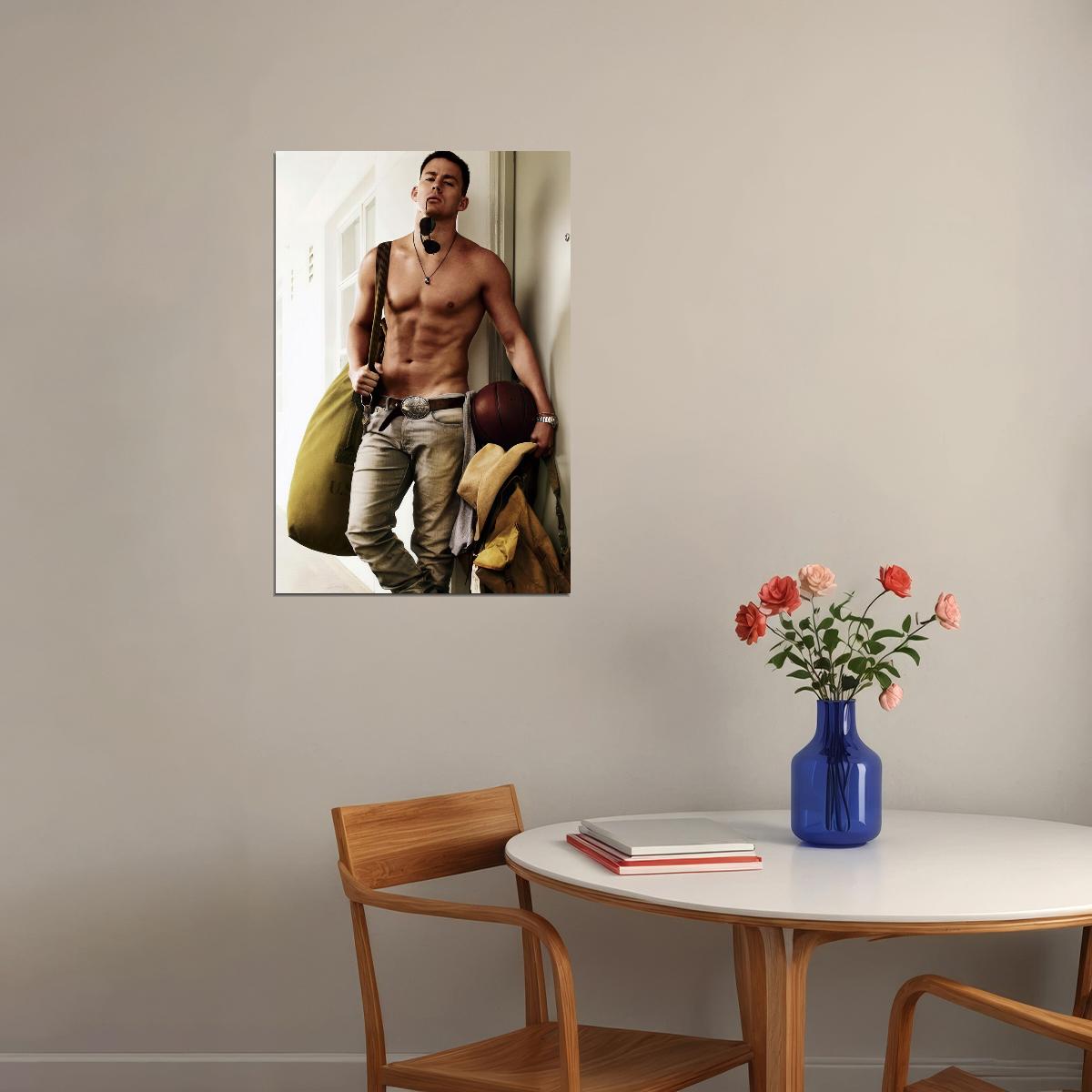 Channing Tatum Athletic Photo Print Hollywood Celebrity Poster Shirtless Handsome Man Wall Art Hot Male Model Aesthetic Decor for Bedroom Living Space - xonomax
