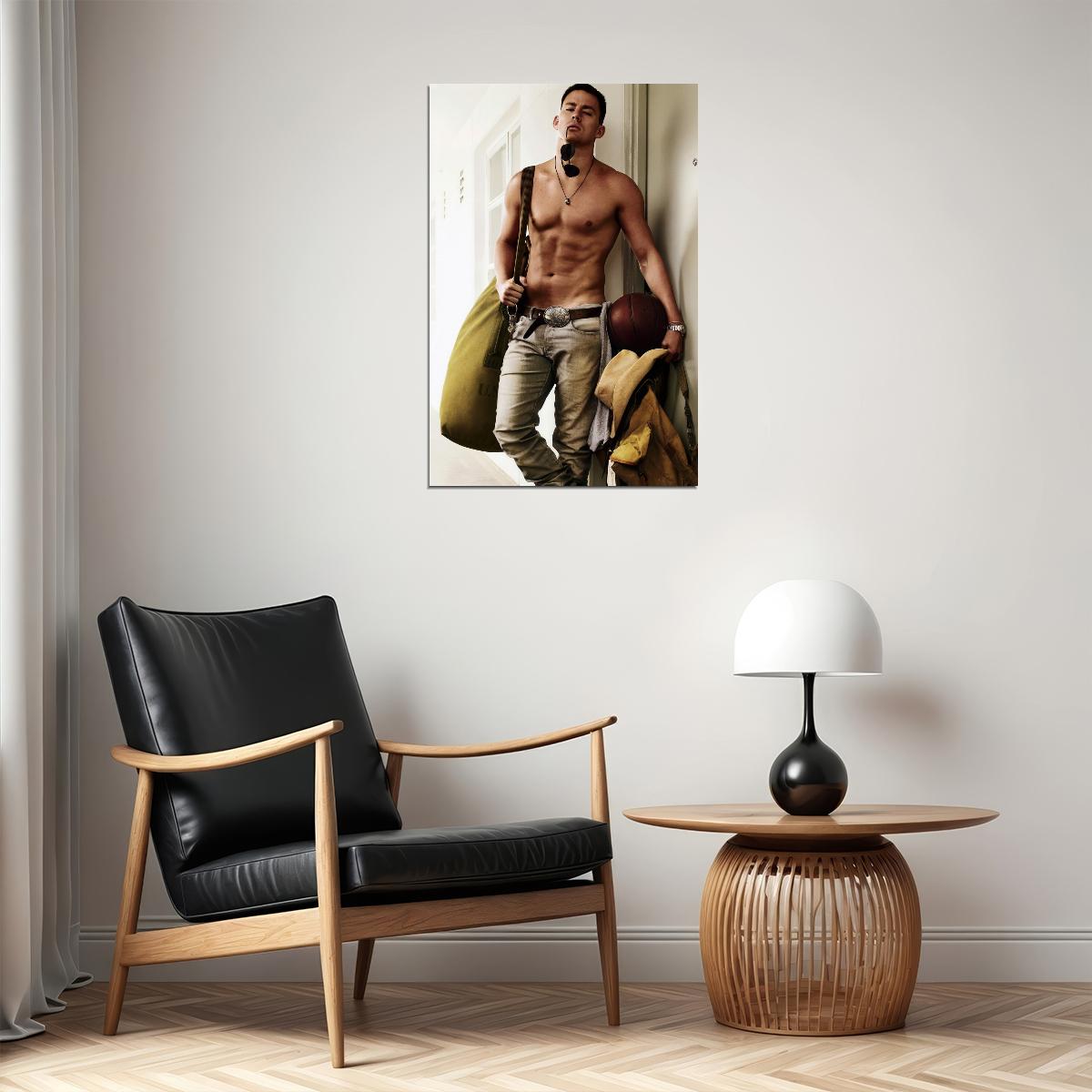 Channing Tatum Athletic Photo Print Hollywood Celebrity Poster Shirtless Handsome Man Wall Art Hot Male Model Aesthetic Decor for Bedroom Living Space - xonomax