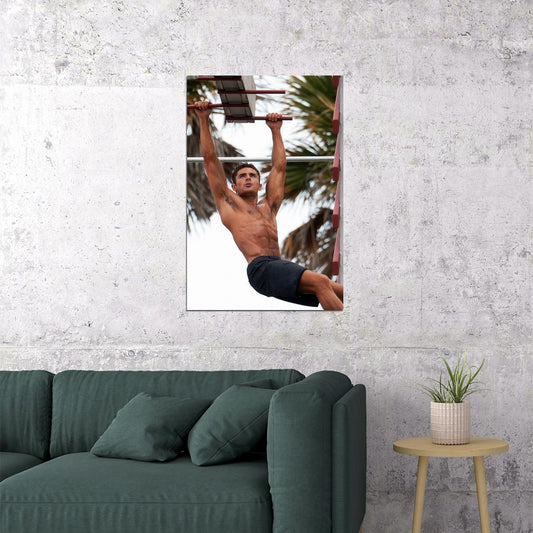 Zac Efron Outdoor Fitness Photo Print Hollywood Celebrity Poster Shirtless Handsome Man Wall Art Hot Male Aesthetic Decor for Bedroom Living Room - xonomax