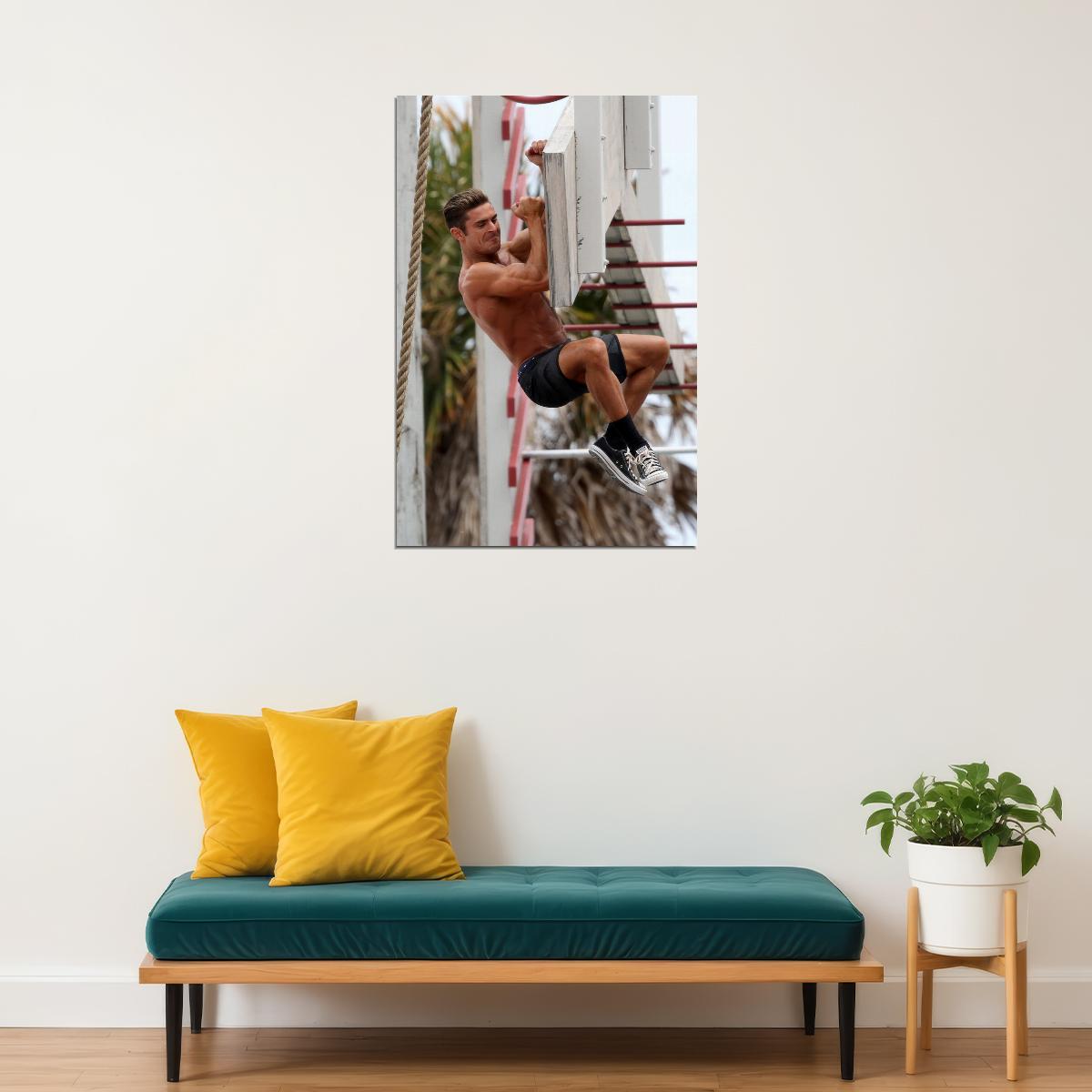 Zac Efron Strength Training Photo Print Hollywood Celebrity Poster Shirtless Handsome Man Wall Art Hot Male Aesthetic Decor for Bedroom Office