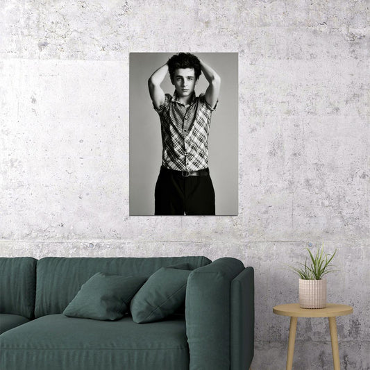 Timothee Chalamet Artistic Black and White Photo Print Hollywood Celebrity Poster Handsome Man Wall Art Hot Male Aesthetic Decor for Bedroom Office - xonomax