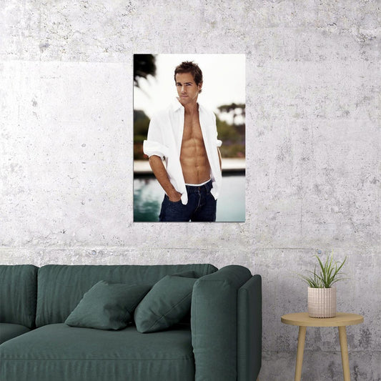 Ryan Reynolds Beachside Photo Print Hollywood Celebrity Poster Shirtless Handsome Man Wall Art Hot Male Aesthetic Decor for Bedroom Living Space - xonomax