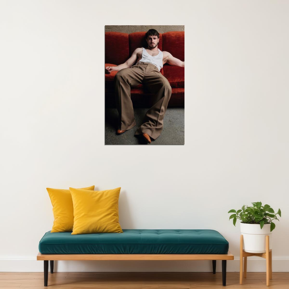 Paul Mescal Relaxed Couch Photo Print Hollywood Celebrity Poster Handsome Man Wall Art Hot Male Aesthetic Decor for Bedroom Living Space - xonomax