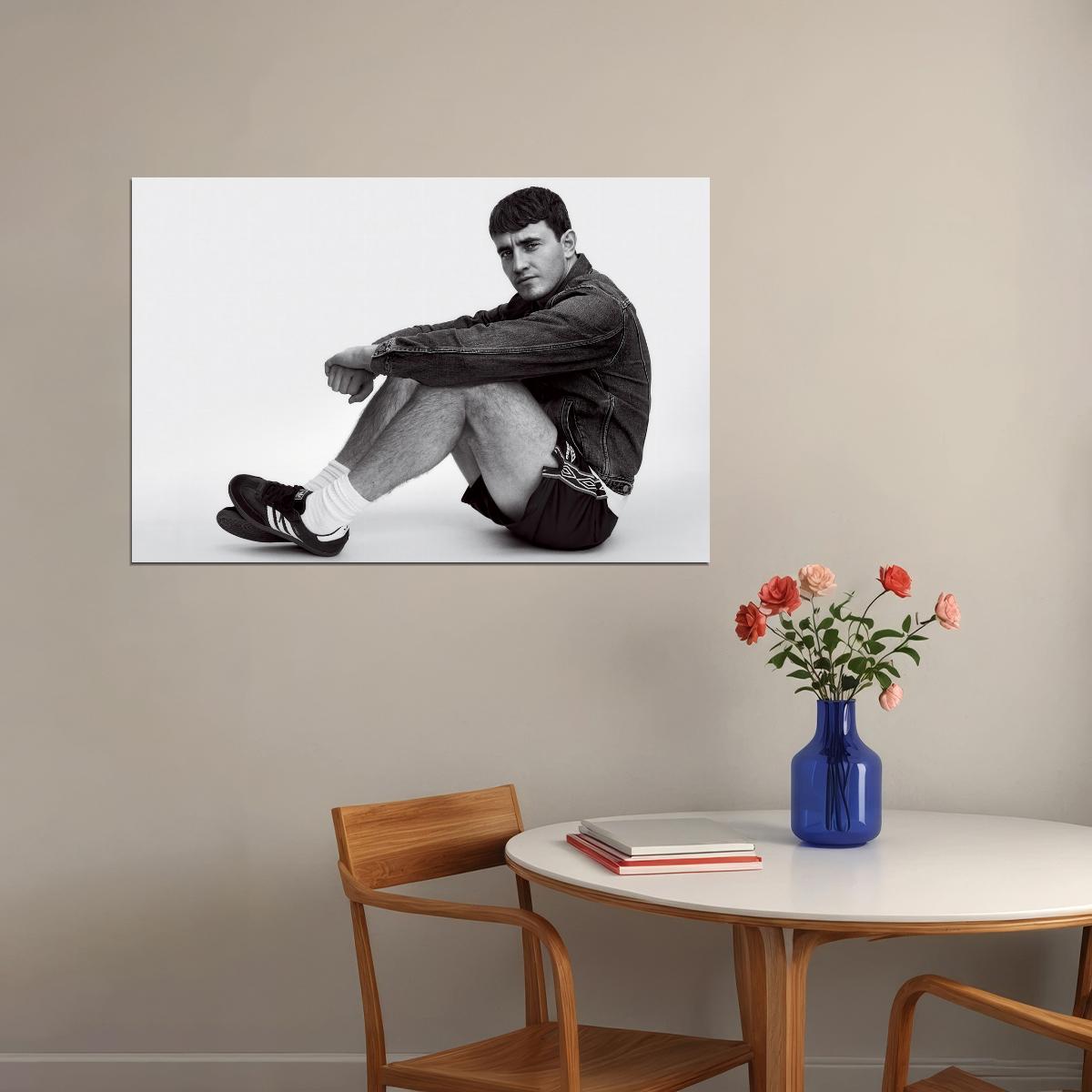 Paul Mescal Black and White Iconic Photo Print Hollywood Celebrity Poster Handsome Man Wall Art Hot Male Aesthetic Decor for Bedroom Living Space - xonomax