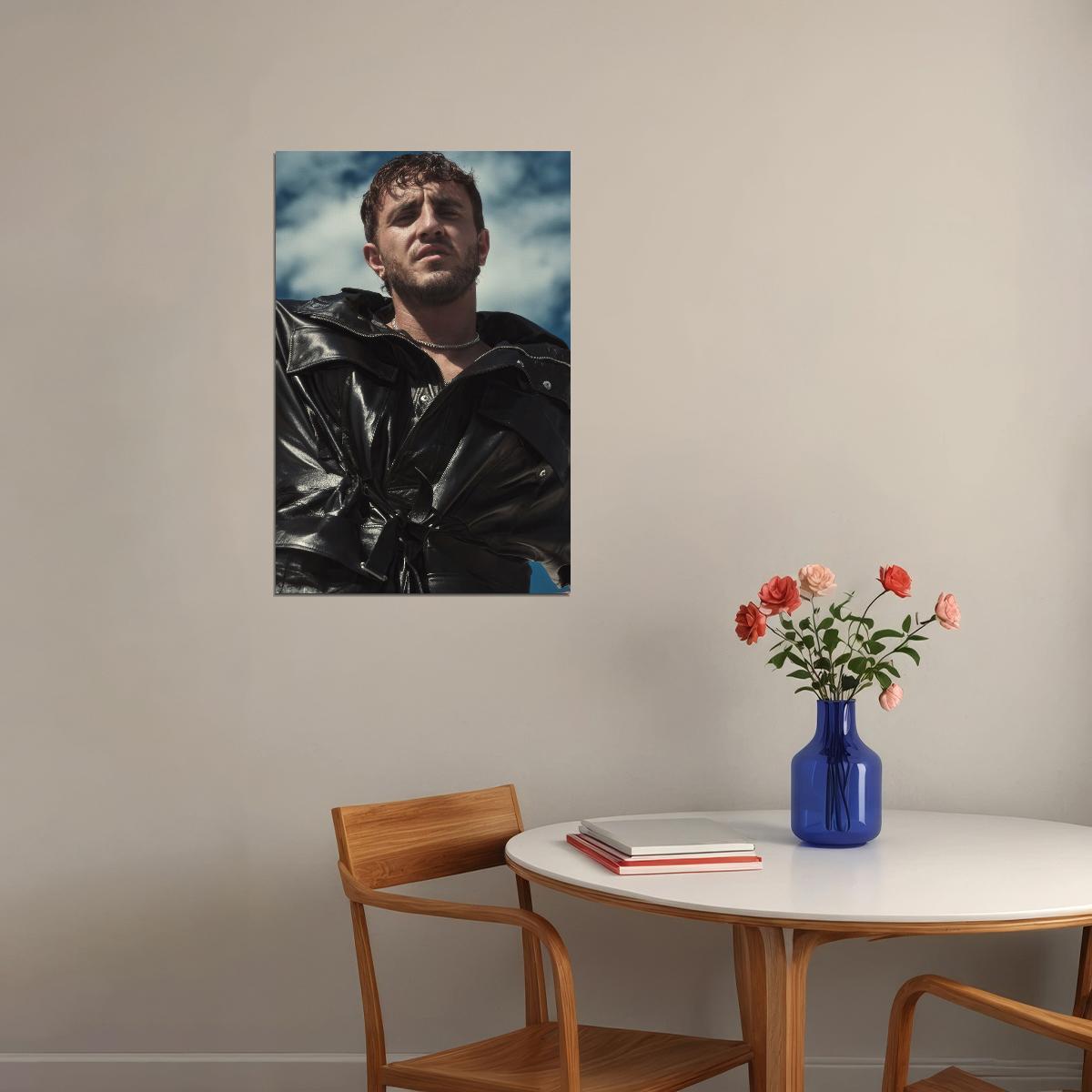 Paul Mescal Leather Jacket Cool Style Photo Print Hollywood Celebrity Poster Handsome Man Wall Art Hot Male Model Aesthetic Decor for Bedroom Living Room - xonomax