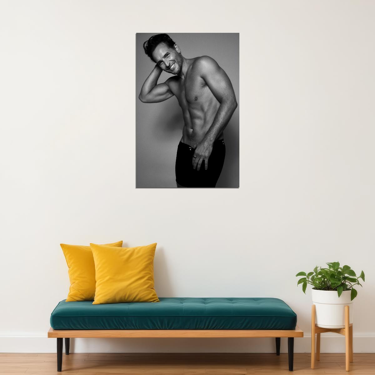 Peter Facinelli Black and White Shirtless Photo Print Hollywood Celebrity Poster Handsome Man Wall Art Hot Male Model Aesthetic Decor for Bedroom Living Room - xonomax