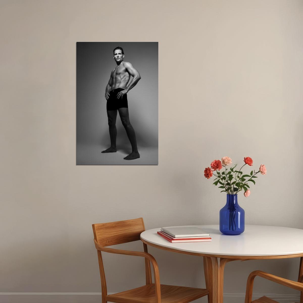 Peter Facinelli Black and White Muscular Body Photo Print Hollywood Celebrity Poster Shirtless Handsome Man Wall Art Hot Male Aesthetic Decor for Bedroom Living Room - xonomax