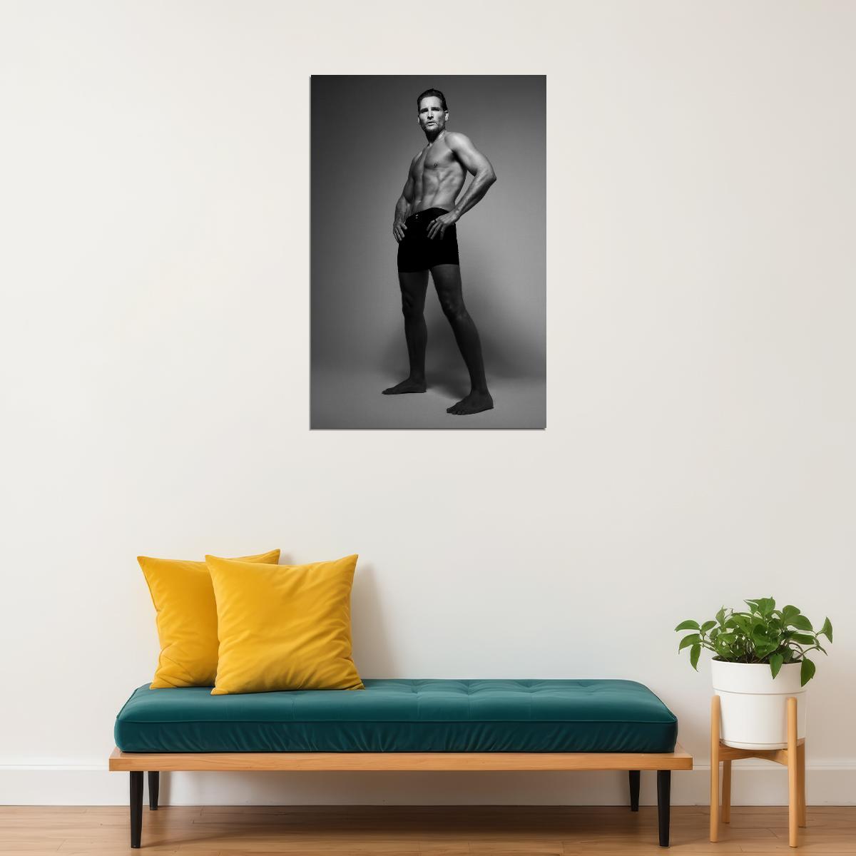 Peter Facinelli Black and White Muscular Body Photo Print Hollywood Celebrity Poster Shirtless Handsome Man Wall Art Hot Male Aesthetic Decor for Bedroom Living Room - xonomax