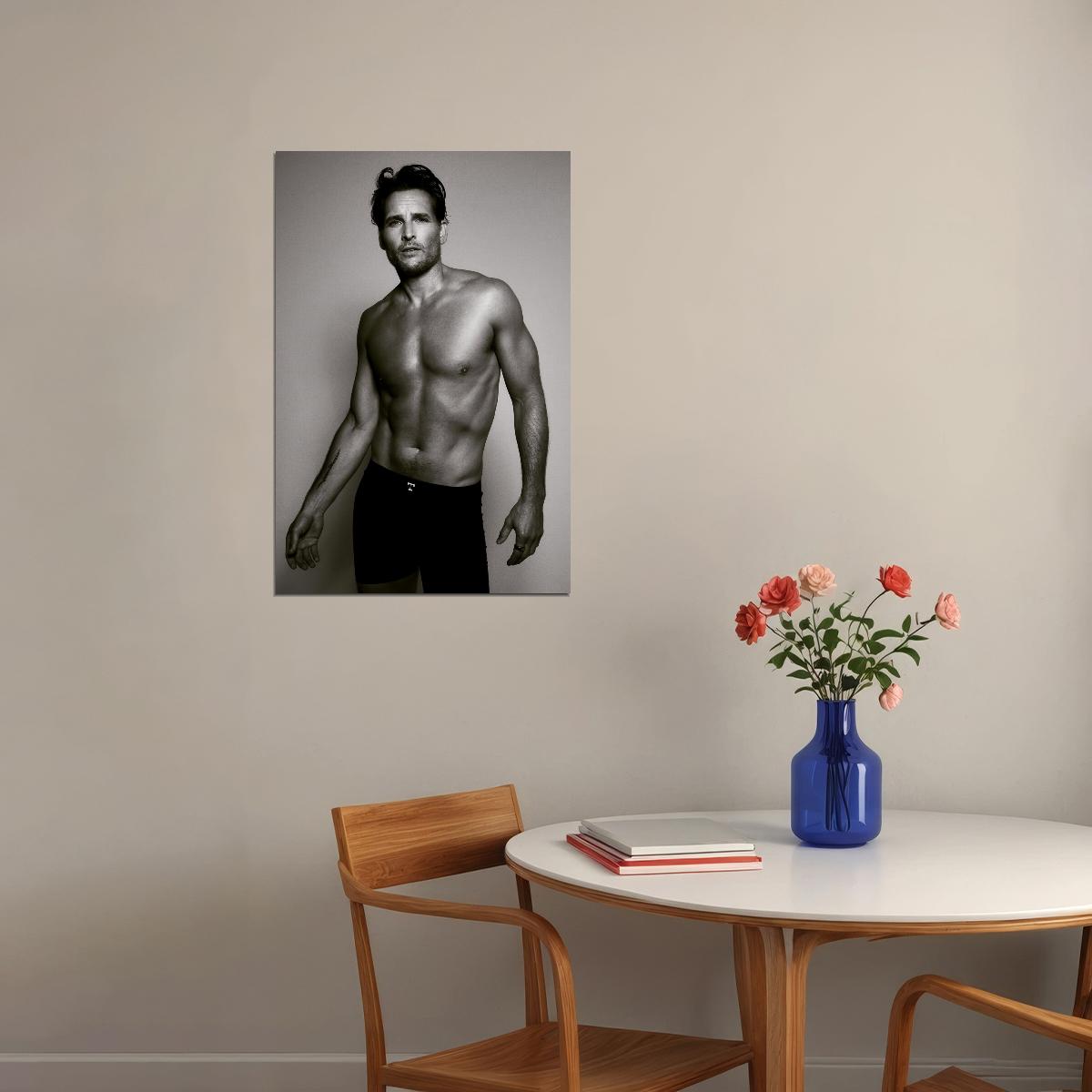 Peter Facinelli Confident Black and White Shirtless Photo Print Hollywood Celebrity Poster Handsome Man Wall Art Hot Male Aesthetic Decor for Bedroom Living Space - xonomax