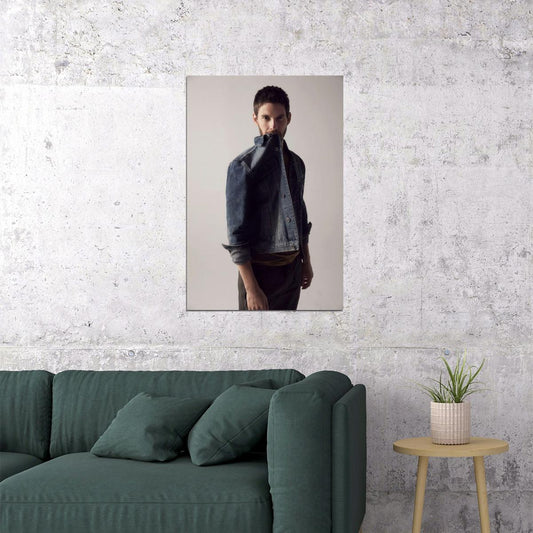 Ben Barnes Denim Jacket Fashion Photo Print Hollywood Celebrity Poster Handsome Man Wall Art Hot Male Model Aesthetic Decor for Bedroom Living Room - xonomax