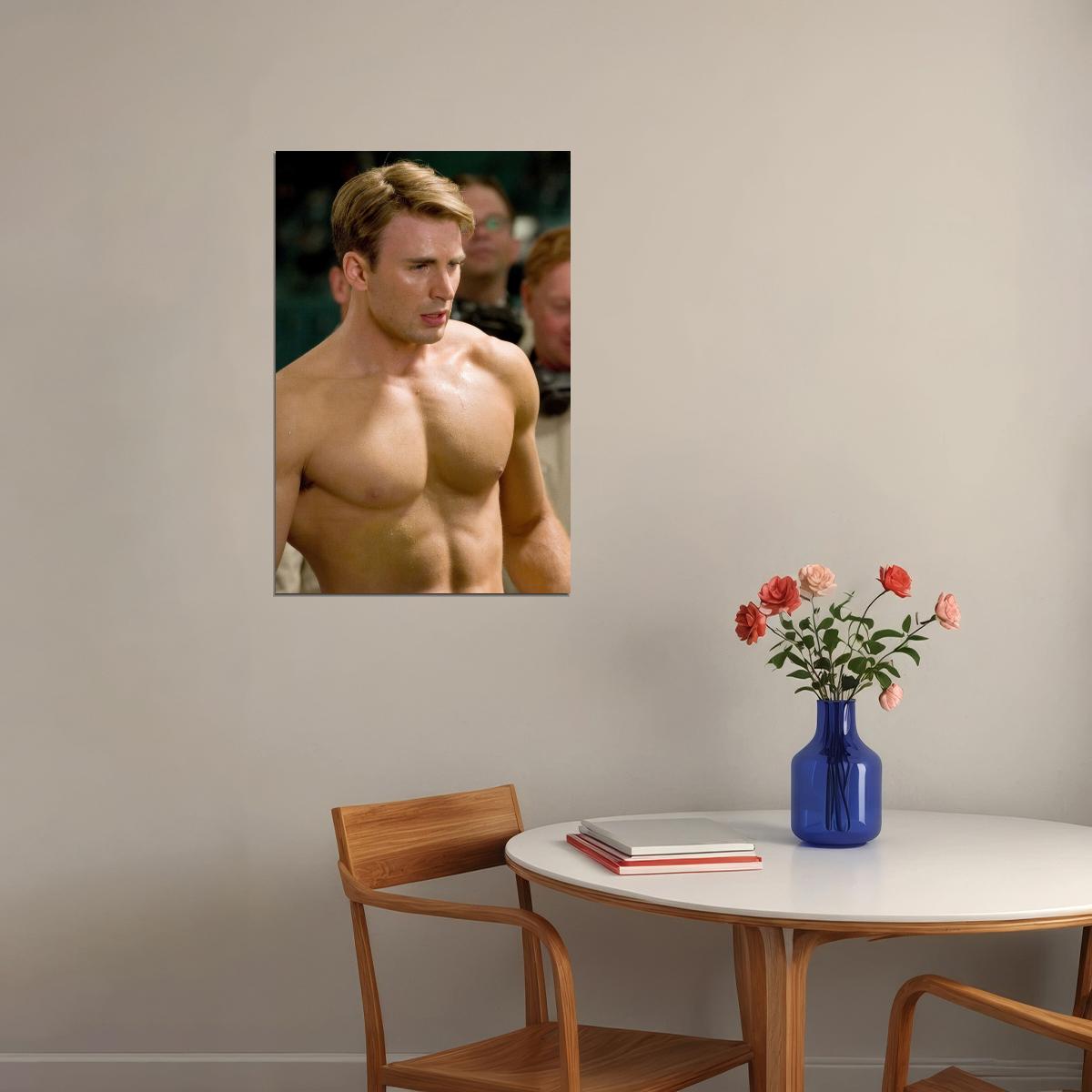 Chris Evans Shirtless Muscular Body Photo Print Hollywood Celebrity Poster Handsome Man Wall Art Hot Male Model Aesthetic Decor for Bedroom Living Room - xonomax