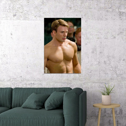 Chris Evans Shirtless Muscular Body Photo Print Hollywood Celebrity Poster Handsome Man Wall Art Hot Male Model Aesthetic Decor for Bedroom Living Room - xonomax